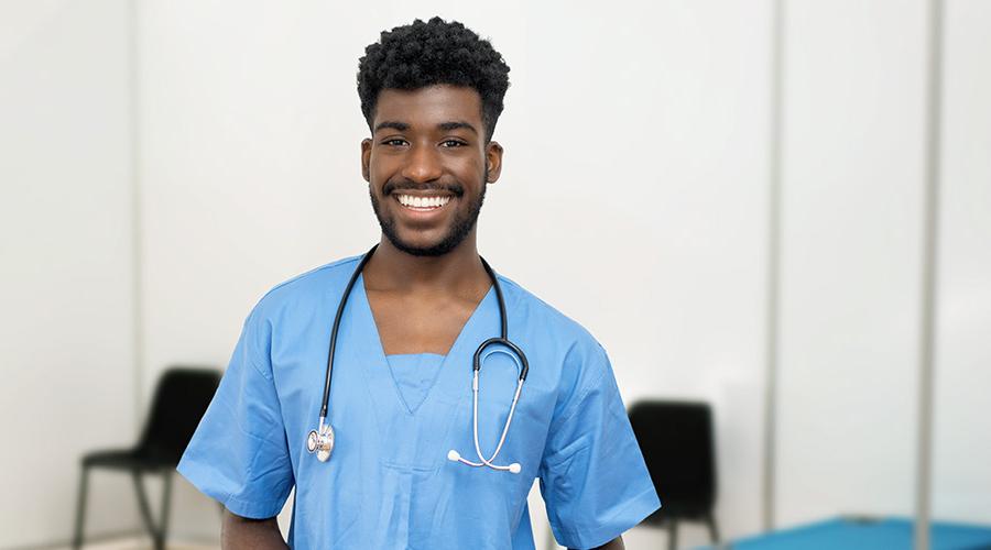 Young African American male nursing student